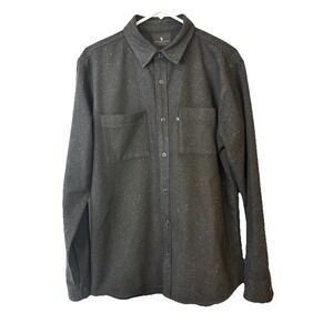 Junk Food Clothing LA Flannel WorkShirt Mens M Button Up Pockets Heavy Black